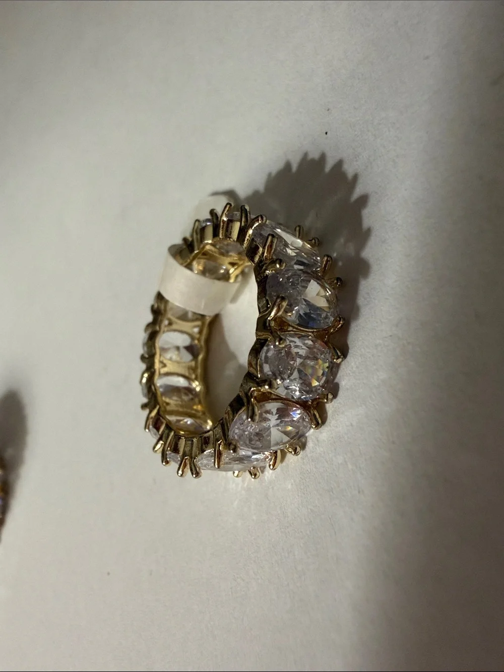 Gold Sparkling Oval Cut Eternity Band Ring - Size 8